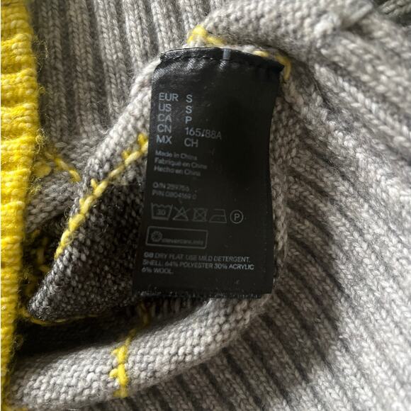 Argyle Sweater Pringle of Scotland H&M Collaboration Gray, White, Yellow Small - Picture 6 of 6
